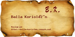 Balla Koriolán névjegykártya