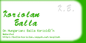 koriolan balla business card